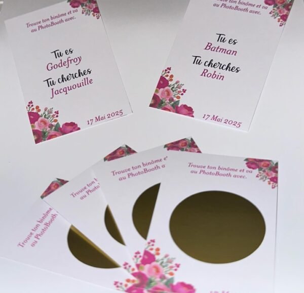 Cartes à gratter « Trouve ton binôme » – Floral Rose