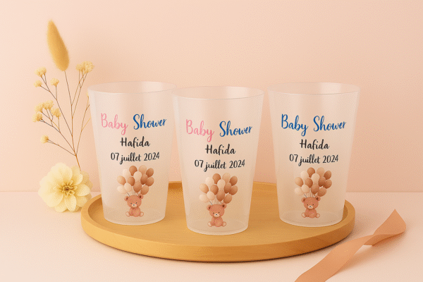 Gobelets baby shower oursons personnalisé