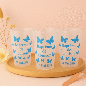 Gobelets Mariage Bapteme Evjf Evg Baby shower Papillons avec texte