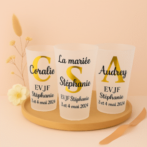 Gobelets Mariage Baptême Evjf Evg Baby shower prénom avec initiale