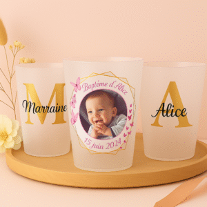 Gobelets Mariage anniversaire baptême recto/ verso image/texte
